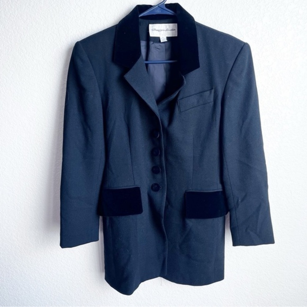 Vintage Design Studio wool suit jacket blazer black long size 6